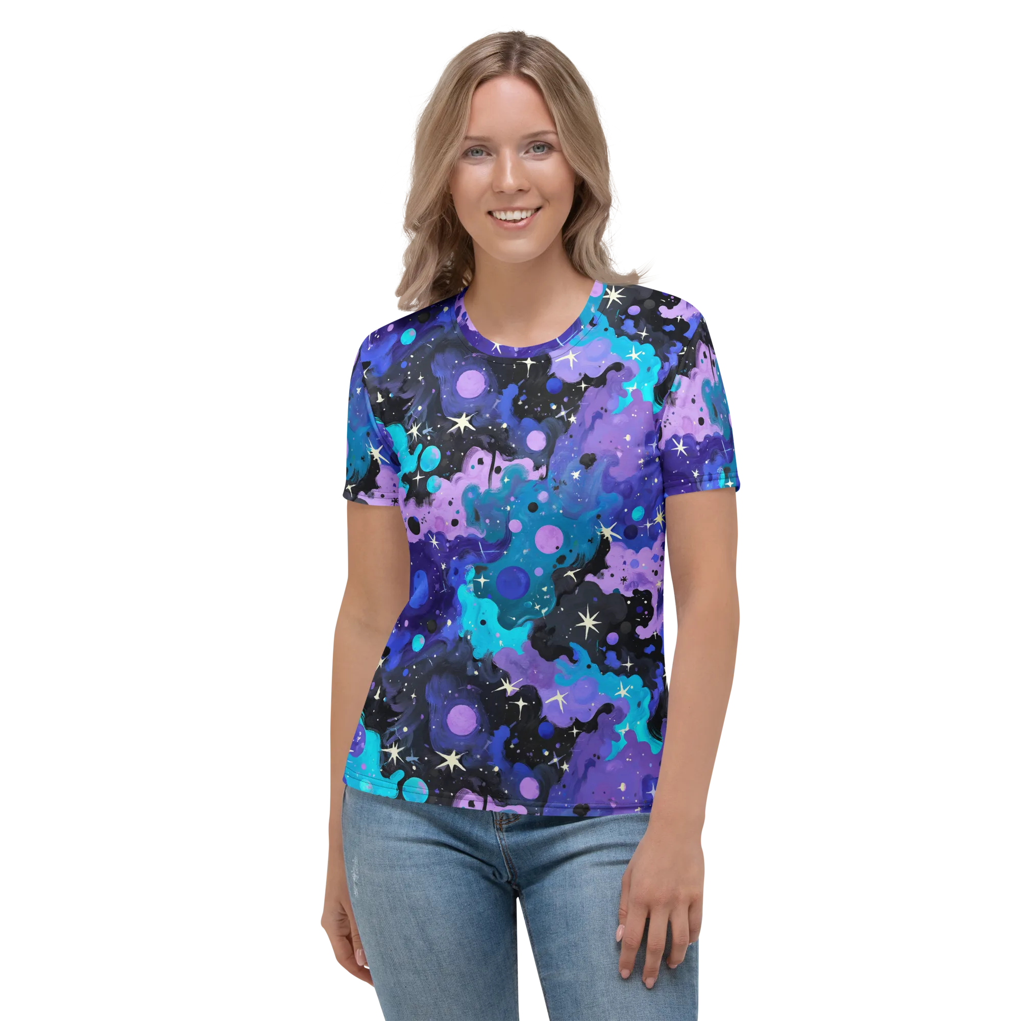 Galaxy Gouache on Women's Crew Neck T-Shirt — Front
