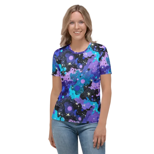 Galaxy Gouache on a Women's Crew Neck T-Shirt