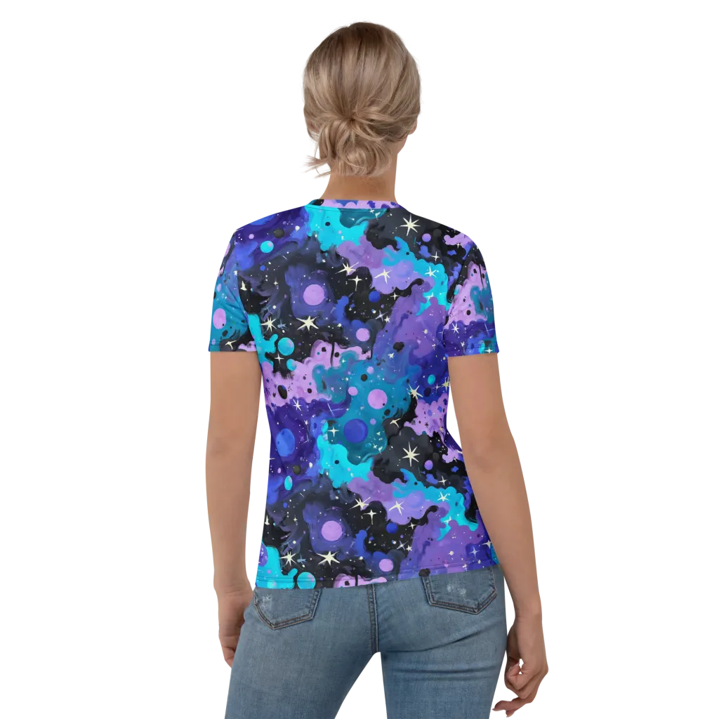 Galaxy Gouache on Women's Crew Neck T-Shirt — Back