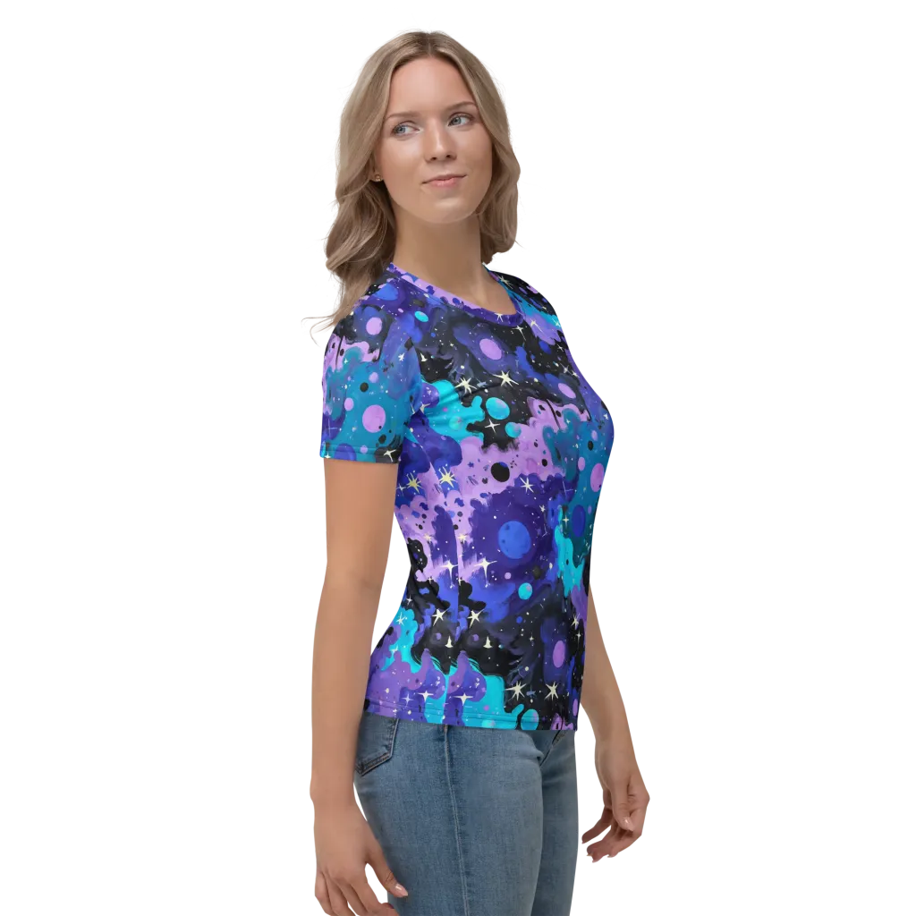 Galaxy Gouache on Women's Crew Neck T-Shirt — Right