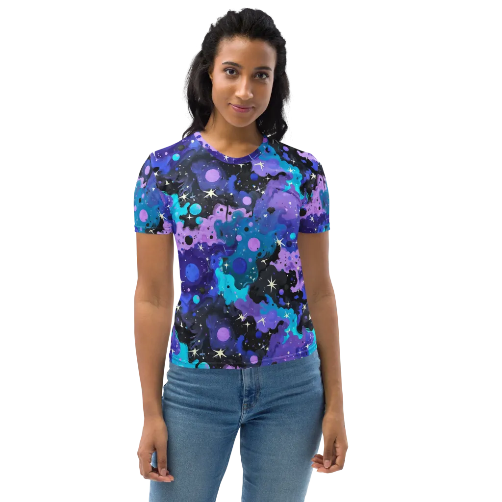 Galaxy Gouache on Women's Crew Neck T-Shirt — Front