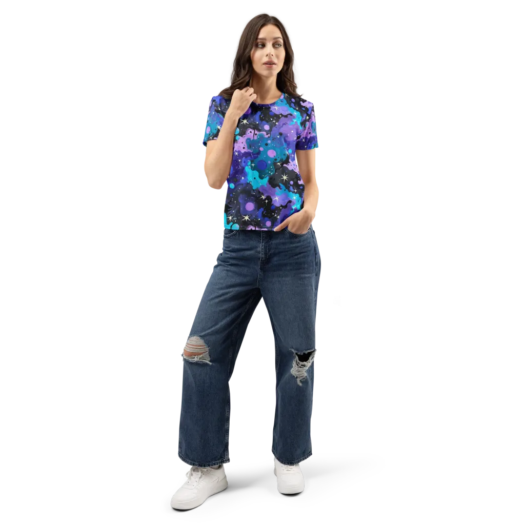 Galaxy Gouache on Women's Crew Neck T-Shirt — Front