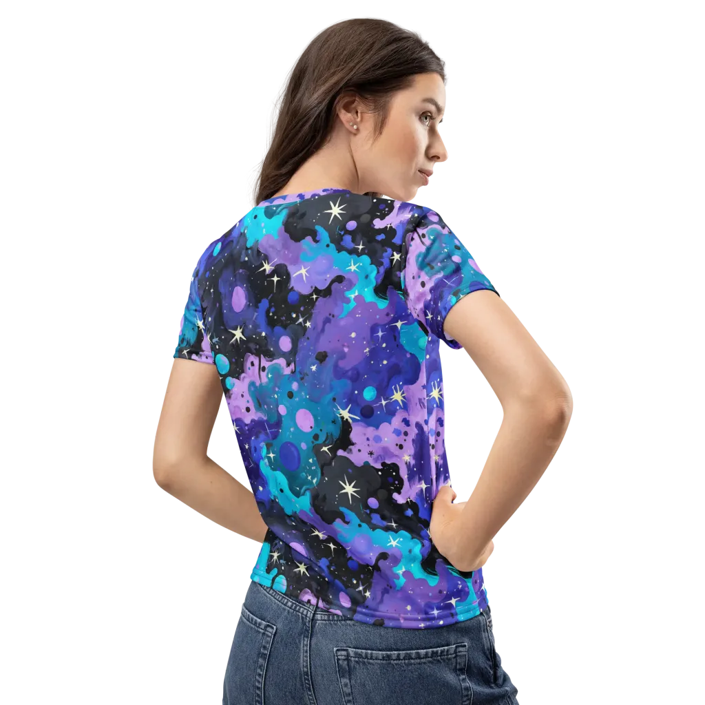 Galaxy Gouache on Women's Crew Neck T-Shirt — Back