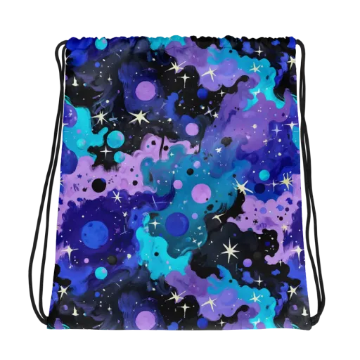 Galaxy Gouache on a Drawstring Bag