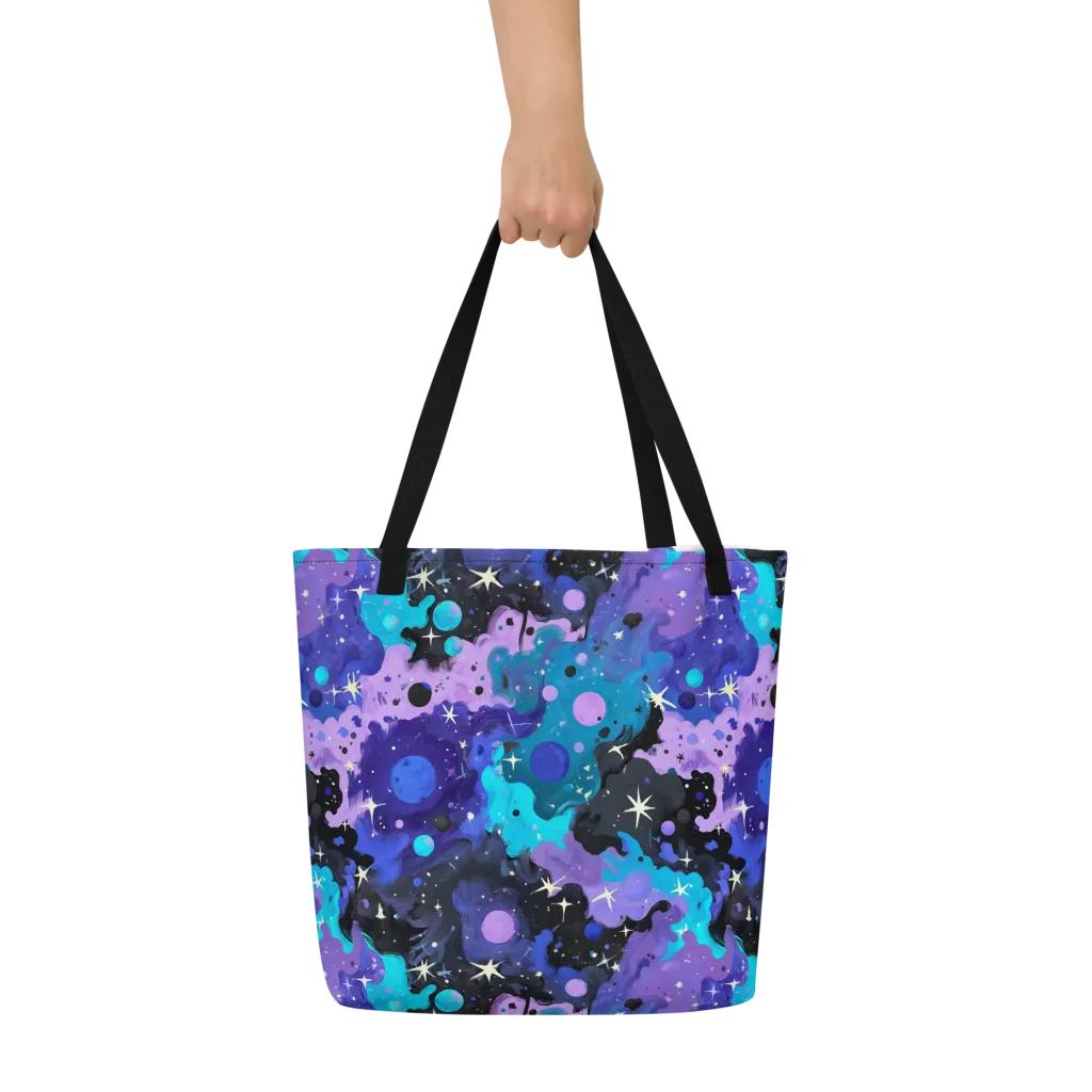 Galaxy Gouache on Large Tote Bag W/ Pocket — Front