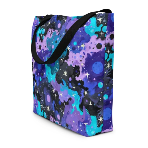 Galaxy Gouache on a Large Tote Bag W/ Pocket