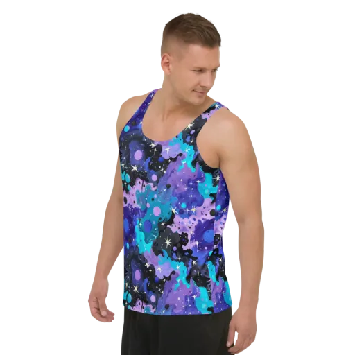 Galaxy Gouache on a Men's Tank Top