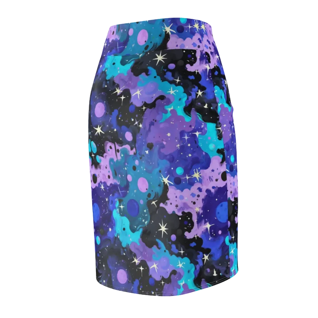 Galaxy Gouache on Pencil Skirt — Back Side