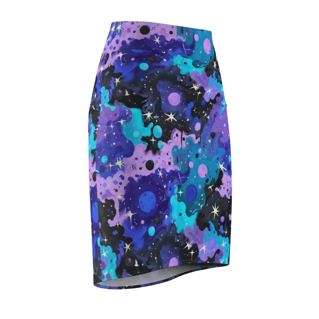 Galaxy Gouache on Pencil Skirt — Front Side