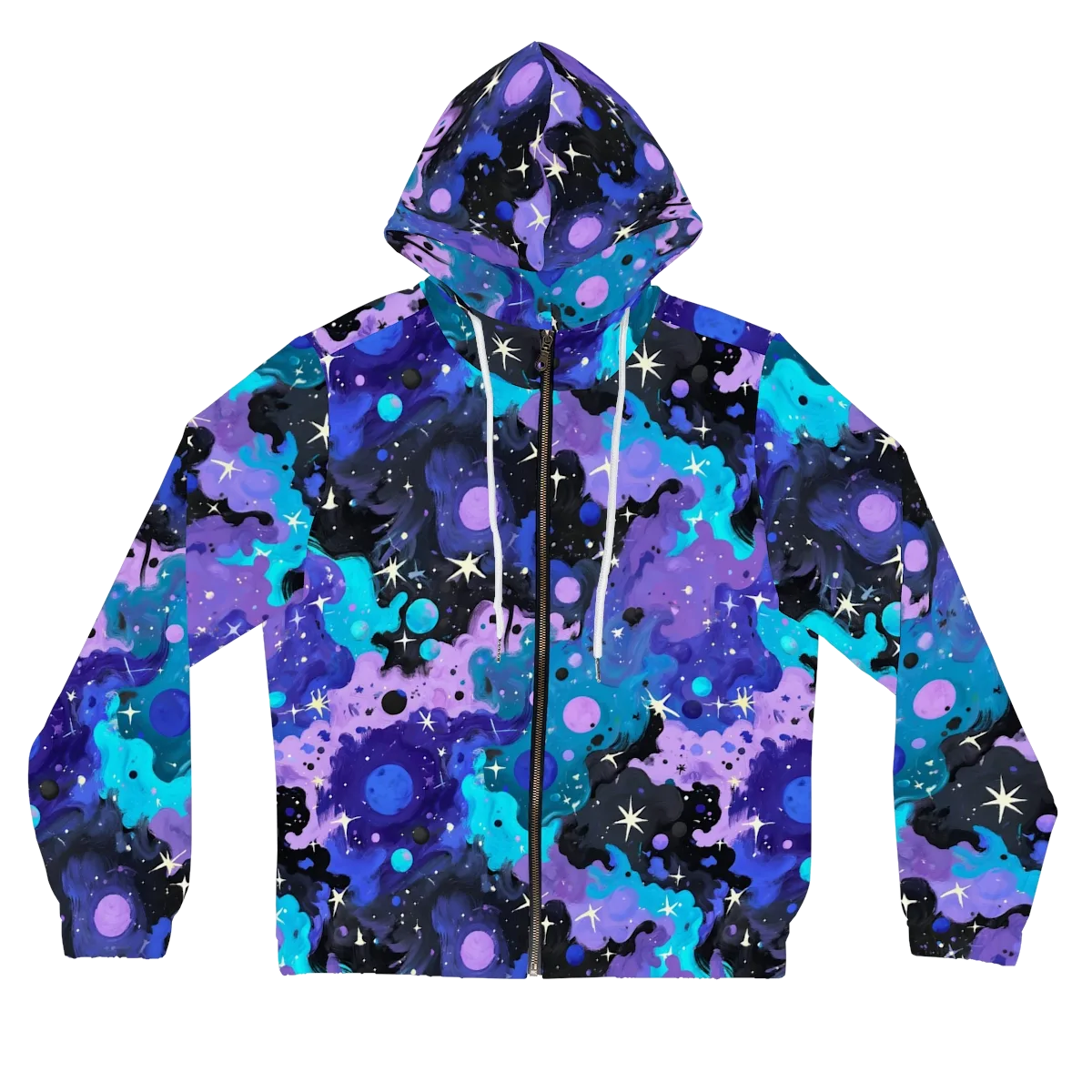 Galaxy Gouache on Women's Full-Zip Hoodie — Front