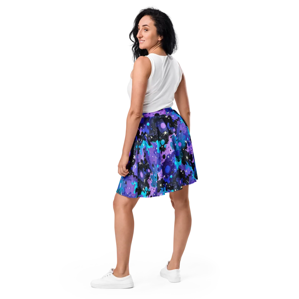 Galaxy Gouache on Skater Skirt — Back