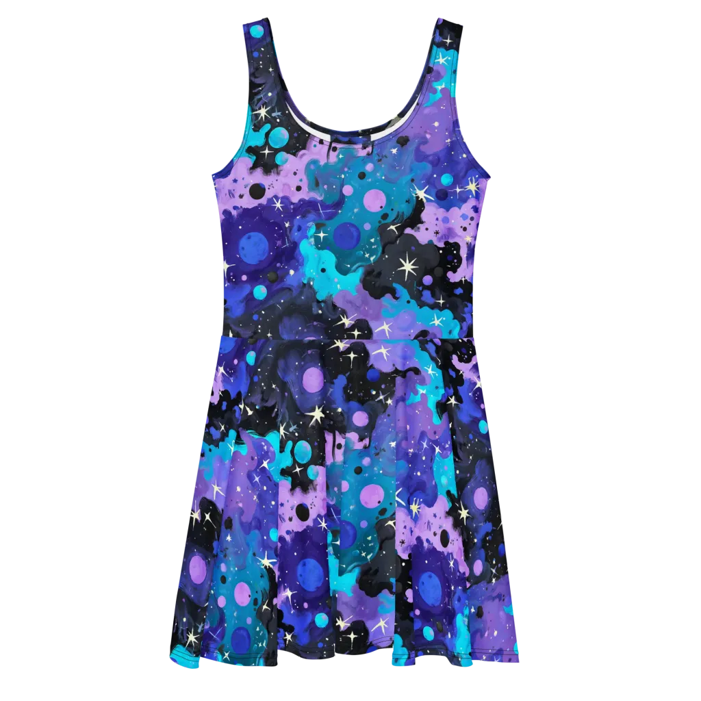 Galaxy Gouache on Skater Dress — Front