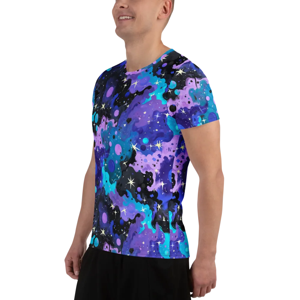 Galaxy Gouache on Men's Athletic T-Shirt — Left