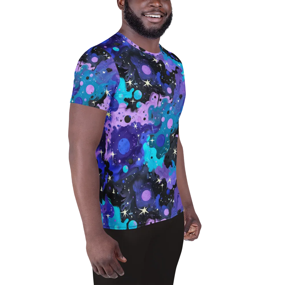 Galaxy Gouache on Men's Athletic T-Shirt — Right