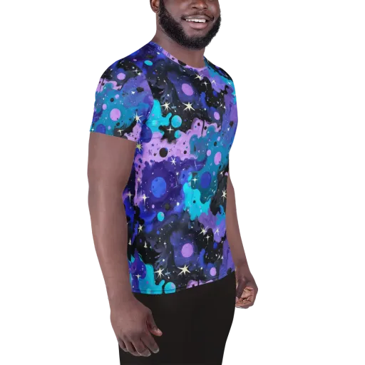 Galaxy Gouache on a Men's Athletic T-Shirt