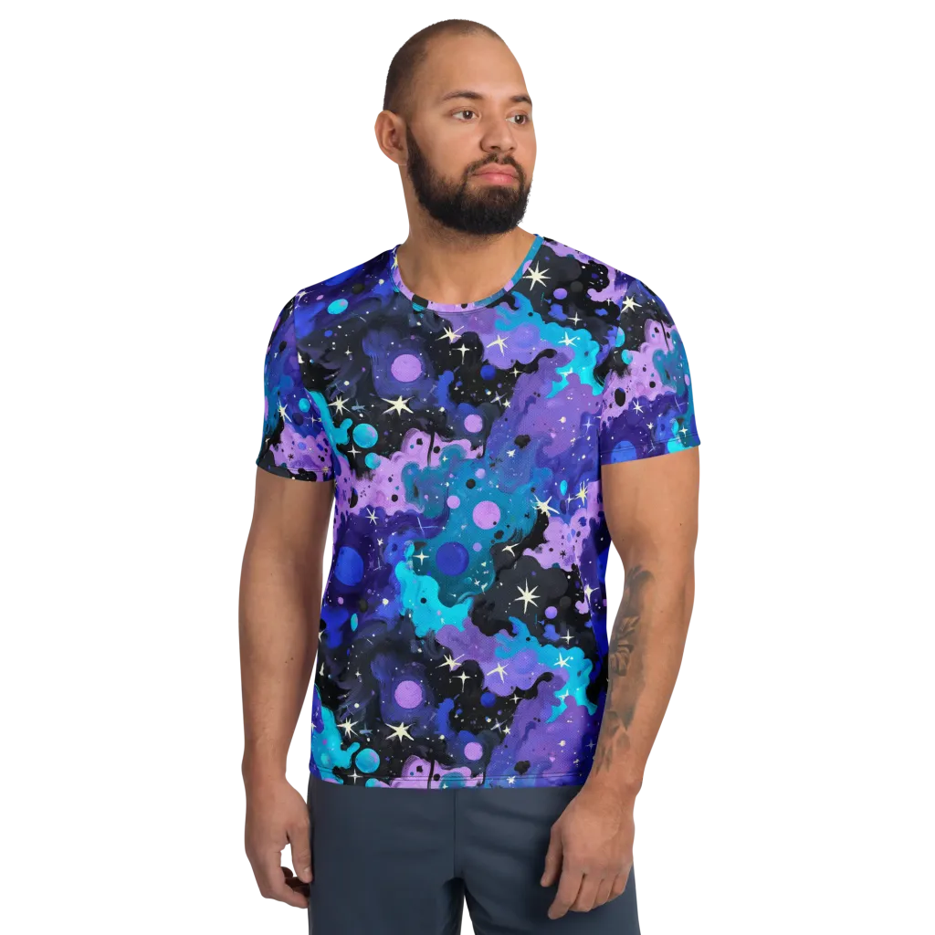 Galaxy Gouache on Men's Athletic T-Shirt — Front