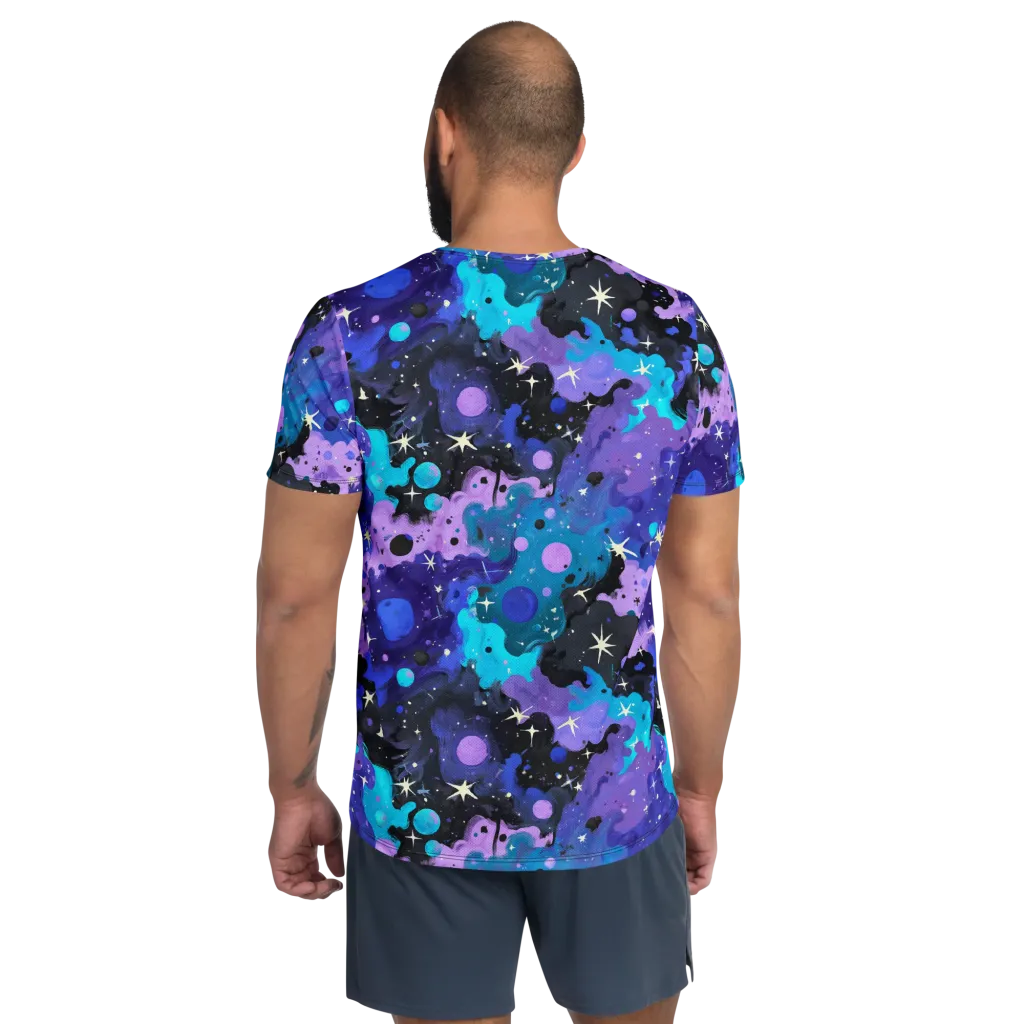 Galaxy Gouache on Men's Athletic T-Shirt — Back