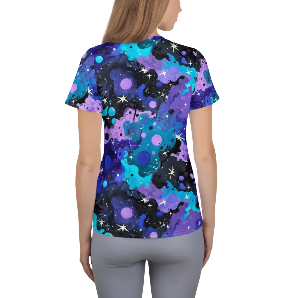 Galaxy Gouache on Women's Athletic T-Shirt — Back