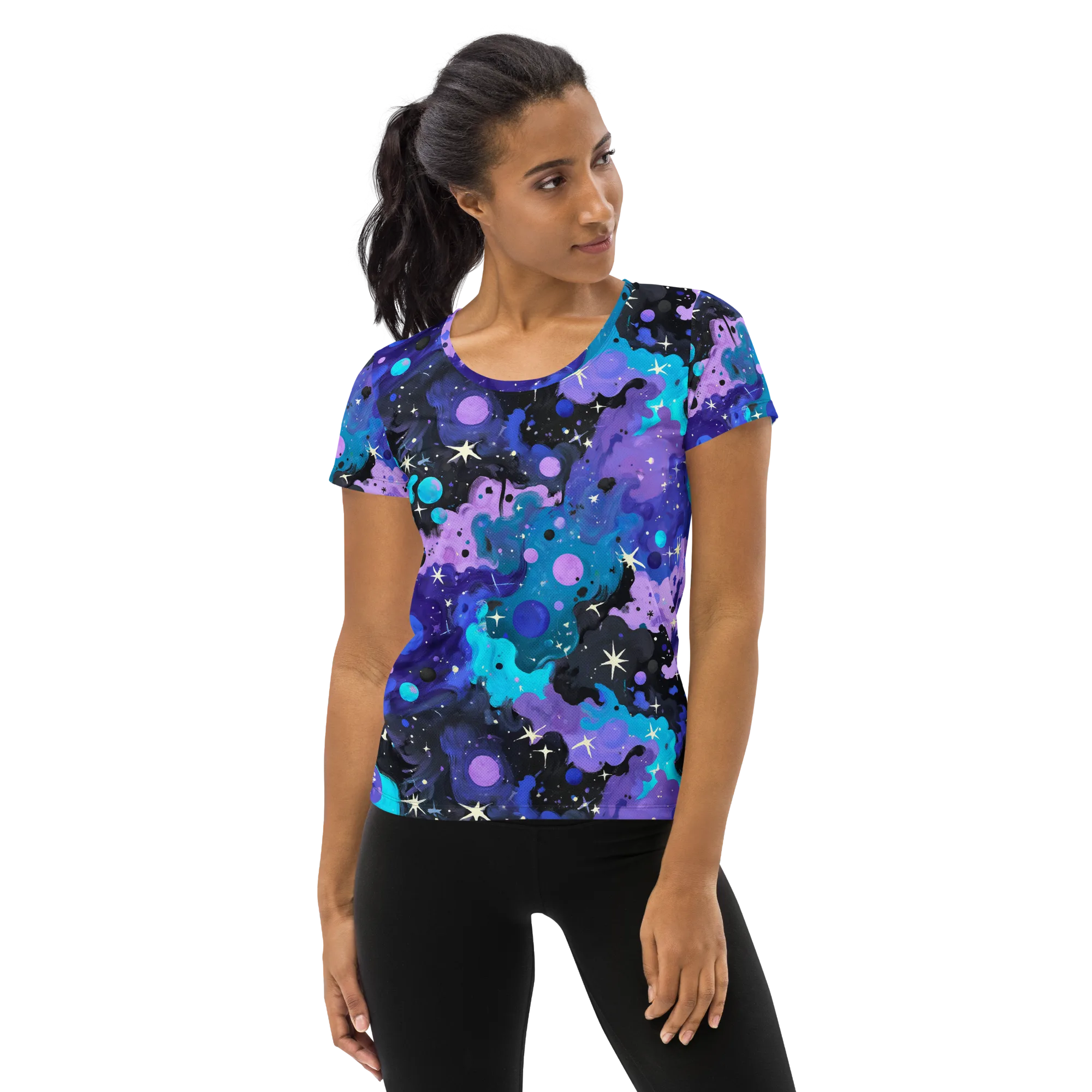 Galaxy Gouache on Women's Athletic T-Shirt — Front