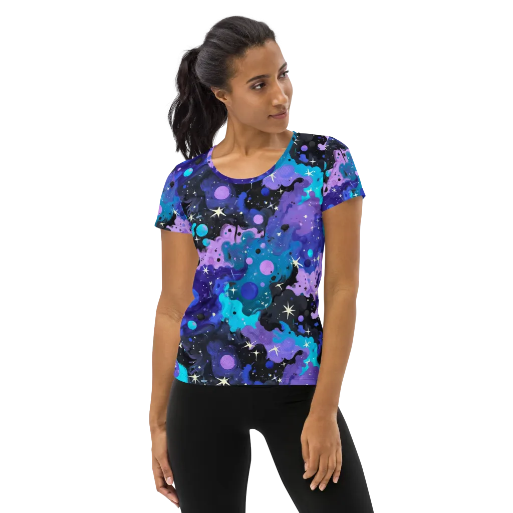 Galaxy Gouache on Women's Athletic T-Shirt — Front