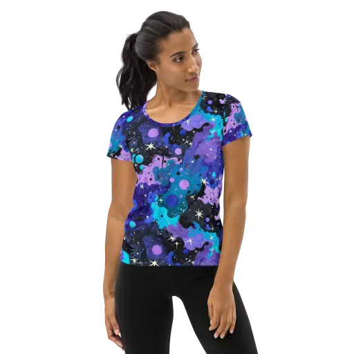 Galaxy Gouache on a Women's Athletic T-Shirt