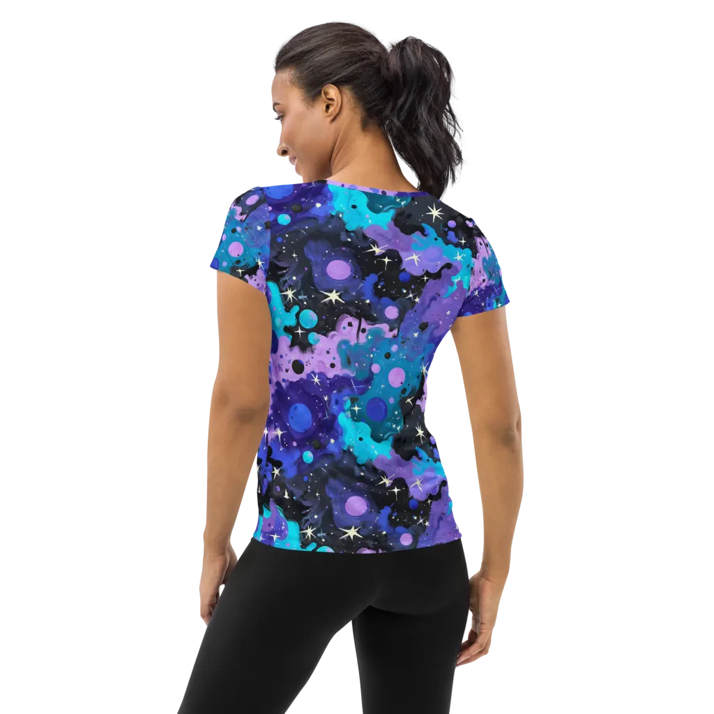Galaxy Gouache on Women's Athletic T-Shirt — Back