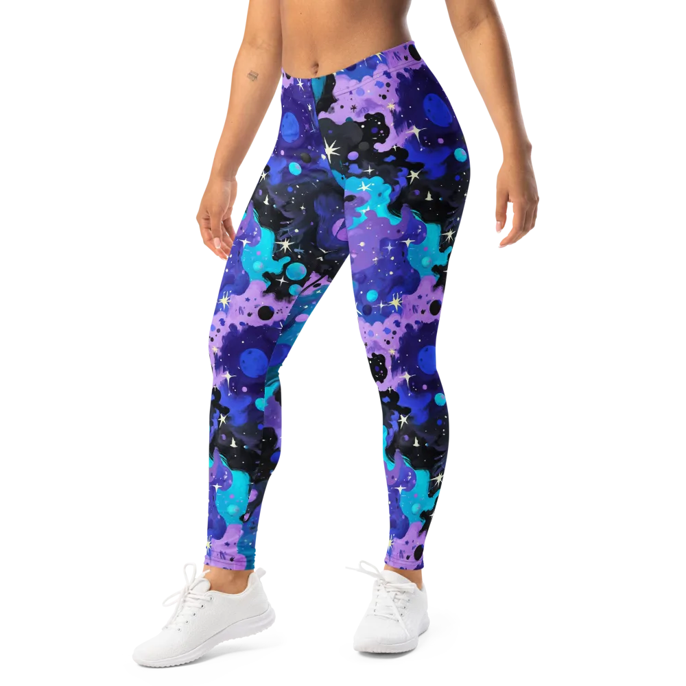 Galaxy Gouache on Leggings — Left Front