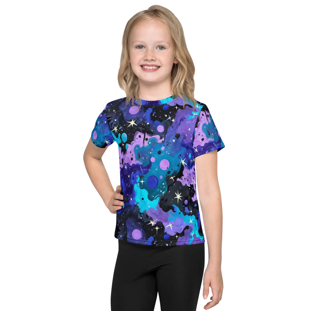 Galaxy Gouache on Kids Crew Neck T-Shirt — Front