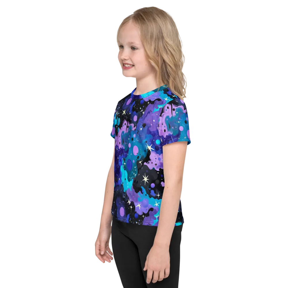 Galaxy Gouache on Kids Crew Neck T-Shirt — Left