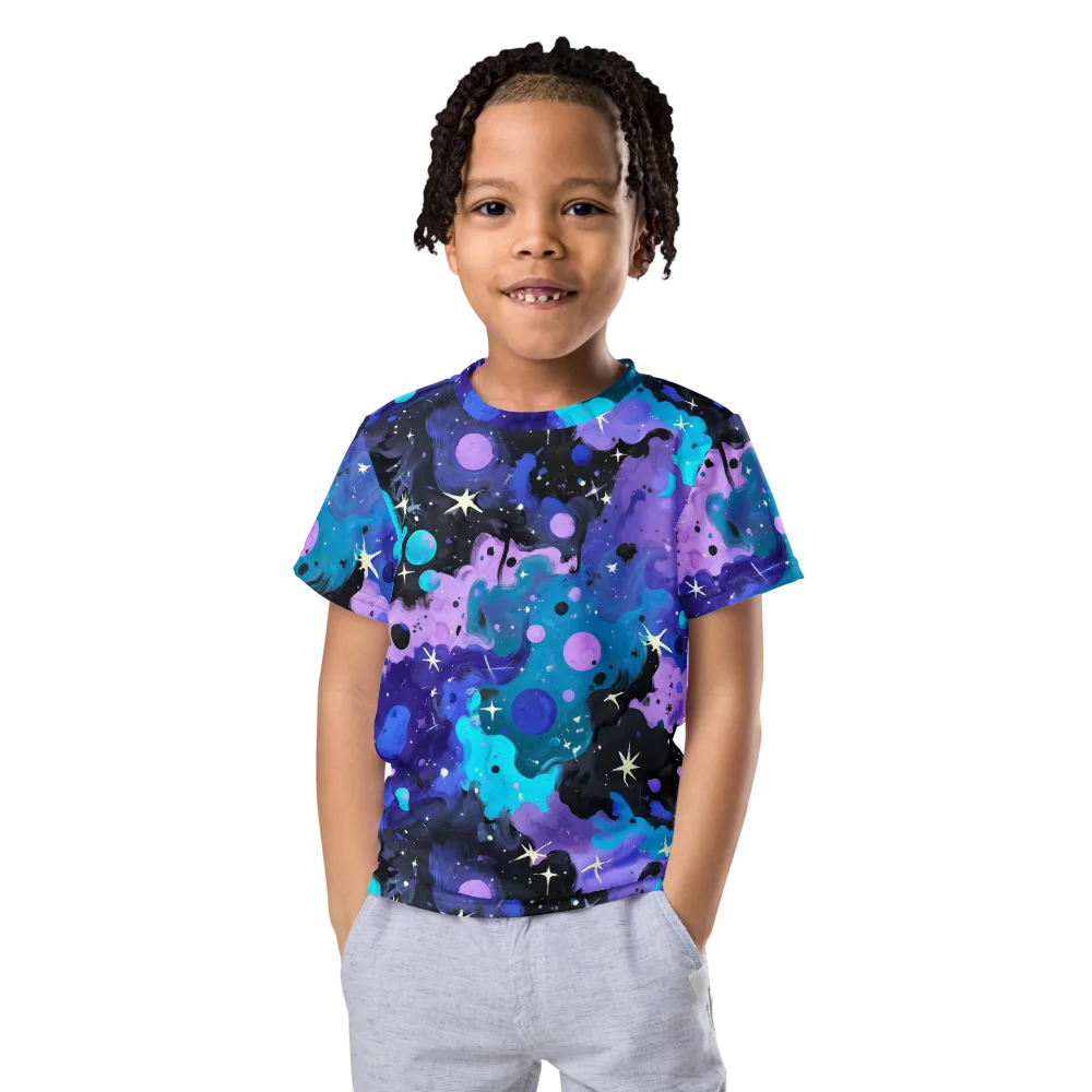 Galaxy Gouache on Kids Crew Neck T-Shirt — Front