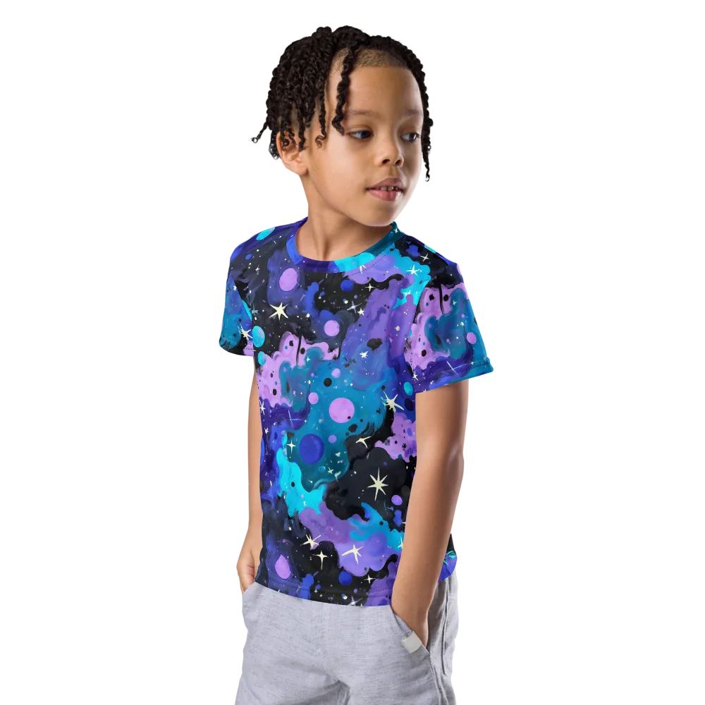 Galaxy Gouache on Kids Crew Neck T-Shirt — Left Front