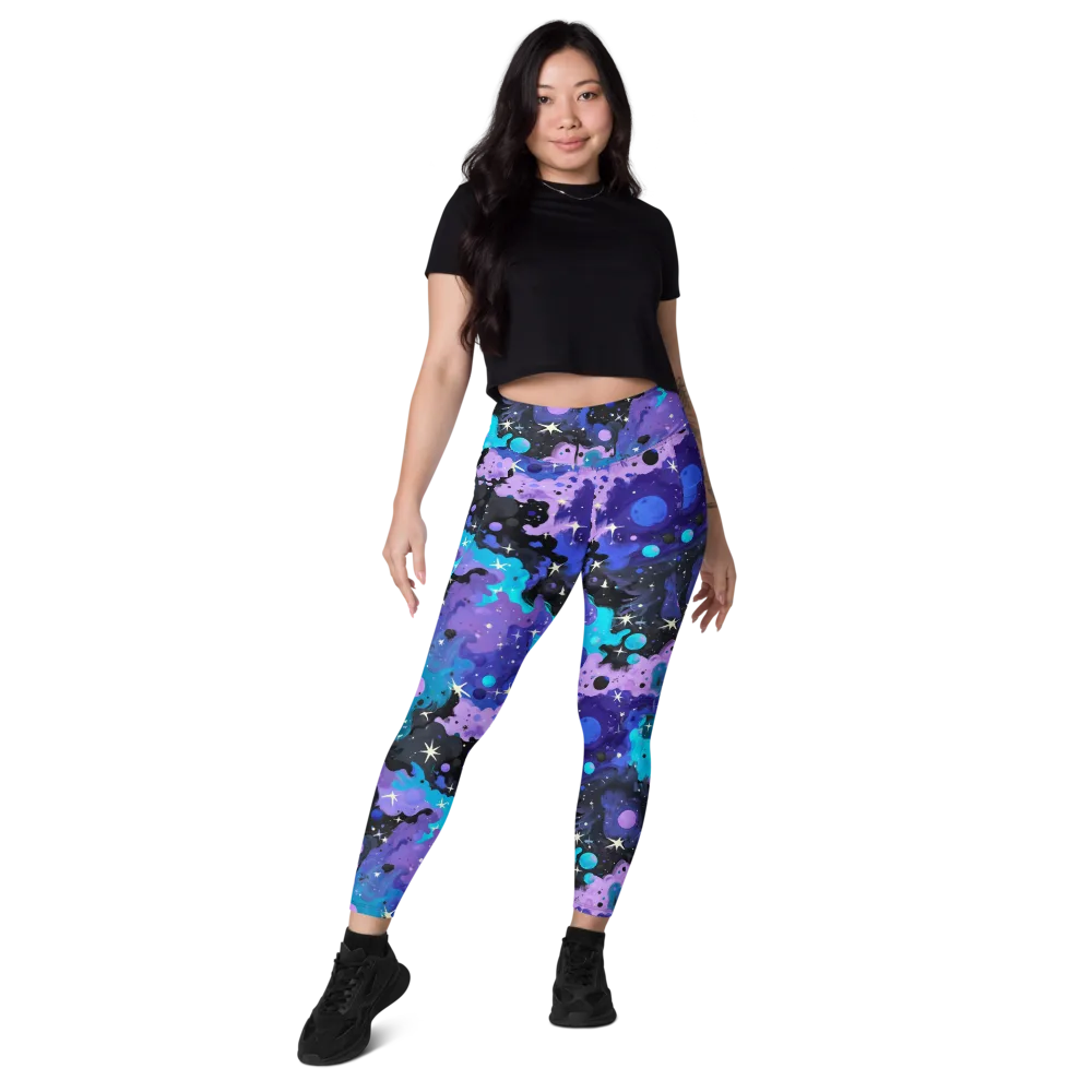 Galaxy Gouache on Leggings with Pockets — Front