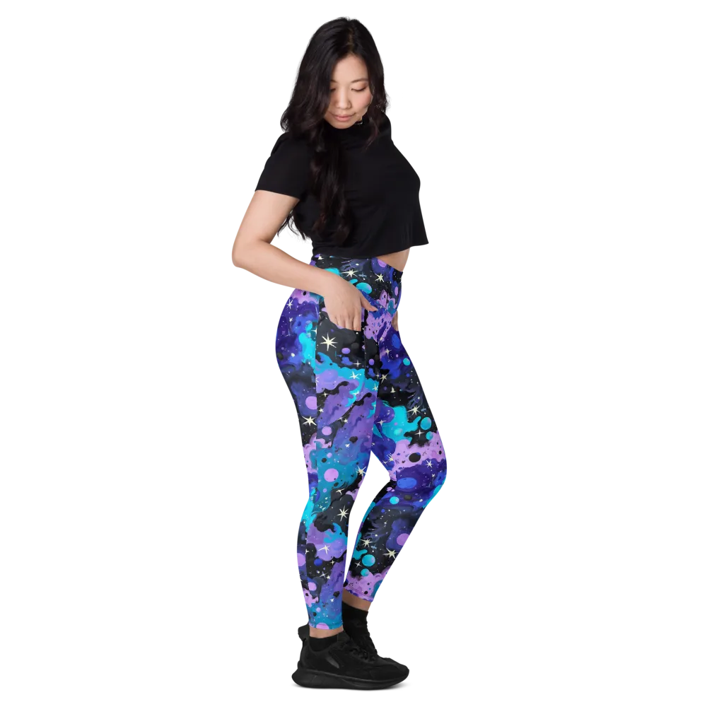 Galaxy Gouache on Leggings with Pockets — Right