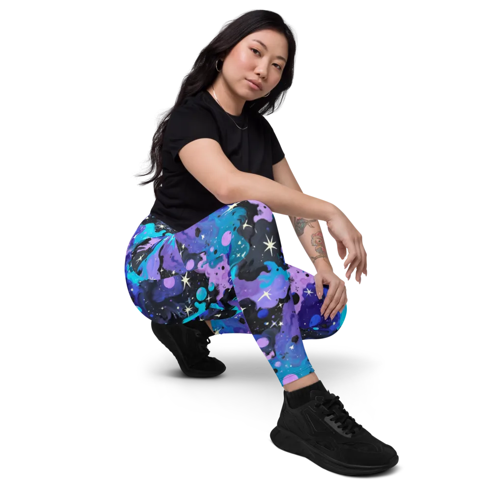 Galaxy Gouache on Leggings with Pockets — Right Front