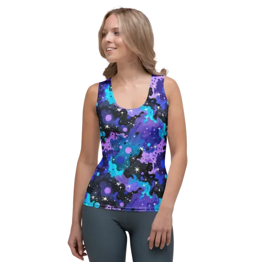 Galaxy Gouache on a Women's Tank Top