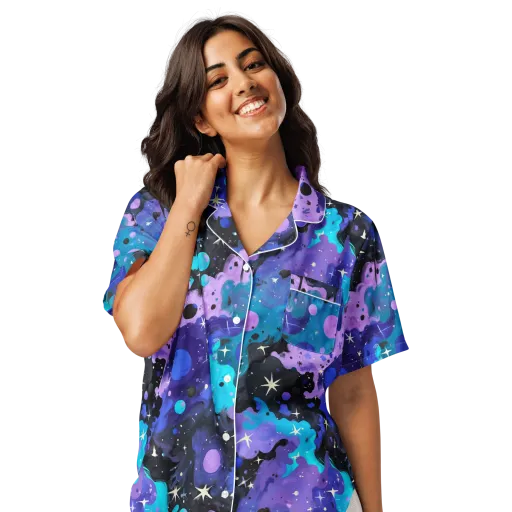 Galaxy Gouache on a Women's Short Sleeve Pajama Top