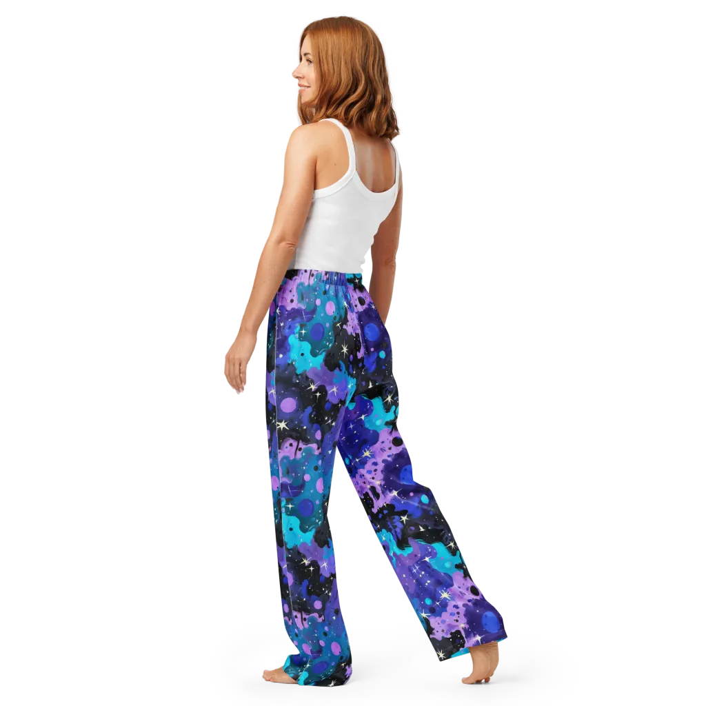 Galaxy Gouache on Women's Pajama Pants — Back