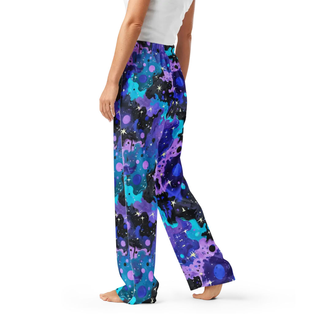 Galaxy Gouache on Women's Pajama Pants — Left