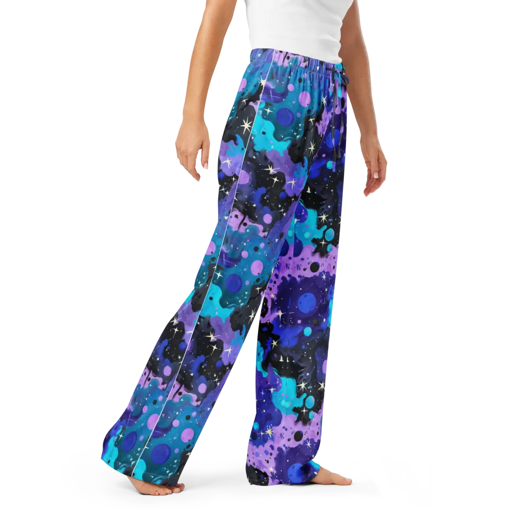 Galaxy Gouache on Women's Pajama Pants — Right Front