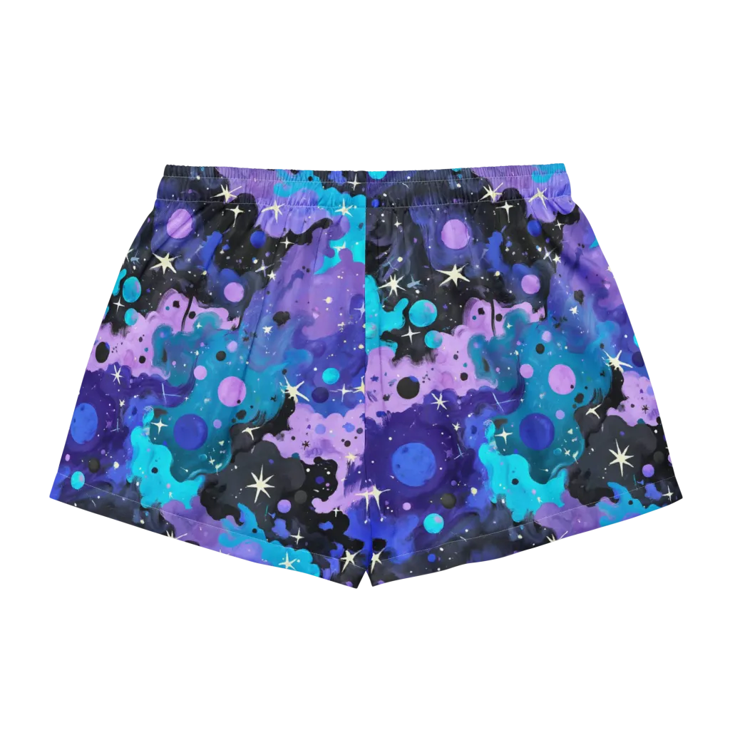 Galaxy Gouache on Women's Pajama Shorts — Back