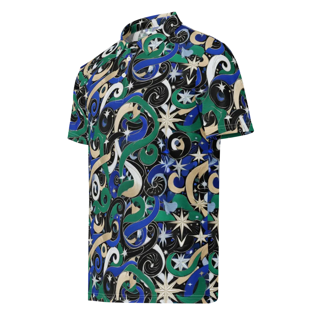 Starfall Baroque on Men's Slim Fit Polo Shirt — Left Front