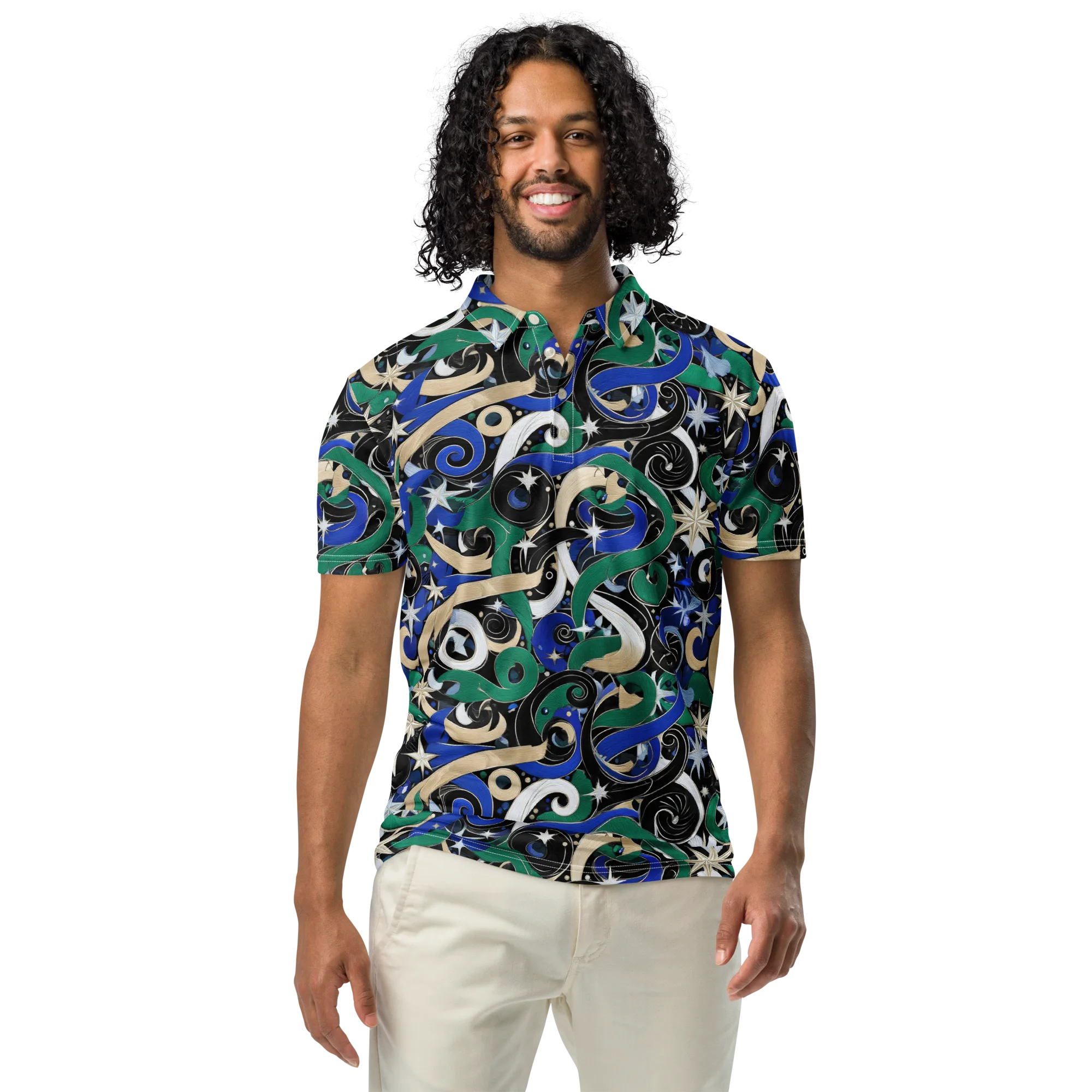 Starfall Baroque on Men's Slim Fit Polo Shirt — Front
