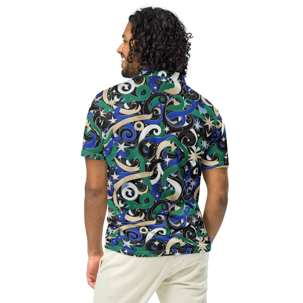 Starfall Baroque on Men's Slim Fit Polo Shirt — Back