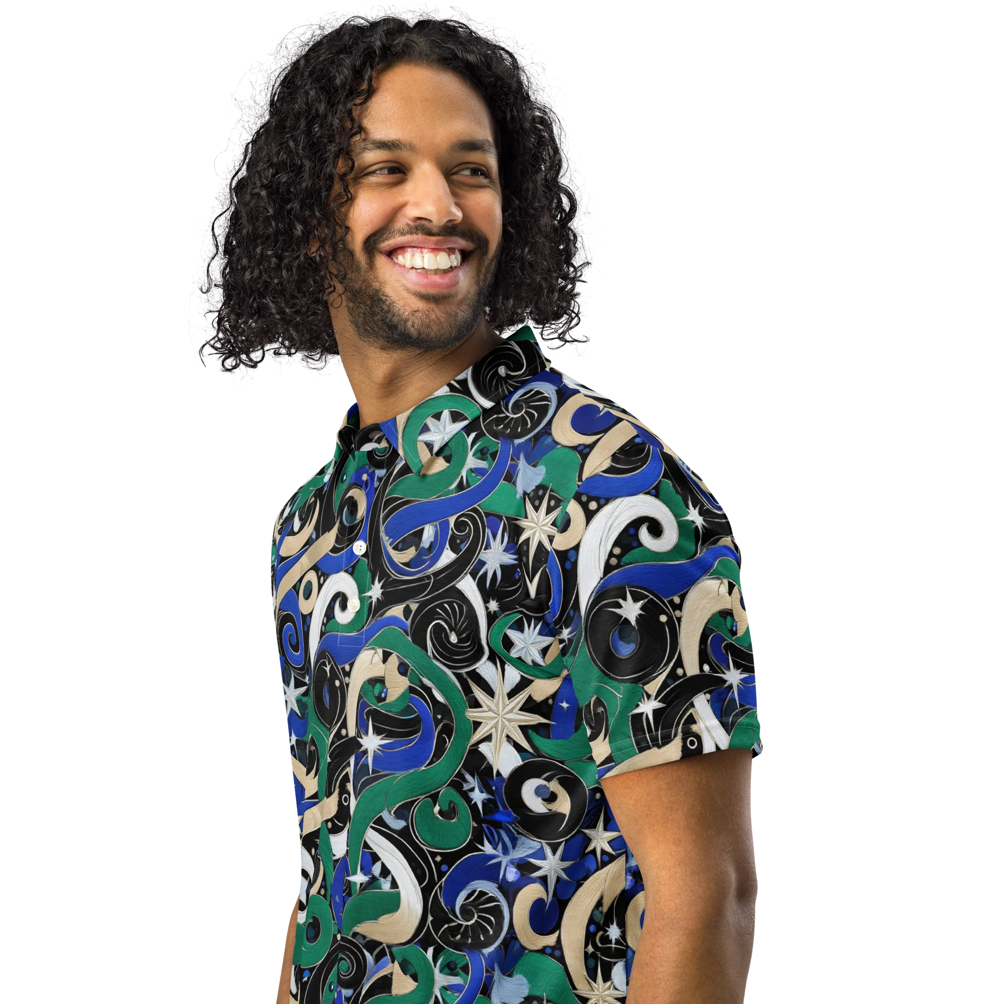 Starfall Baroque on Men's Slim Fit Polo Shirt — Left Front