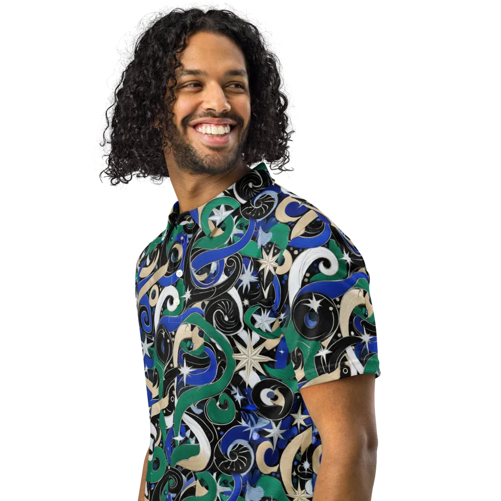 Starfall Baroque on Men's Slim Fit Polo Shirt — Left Front