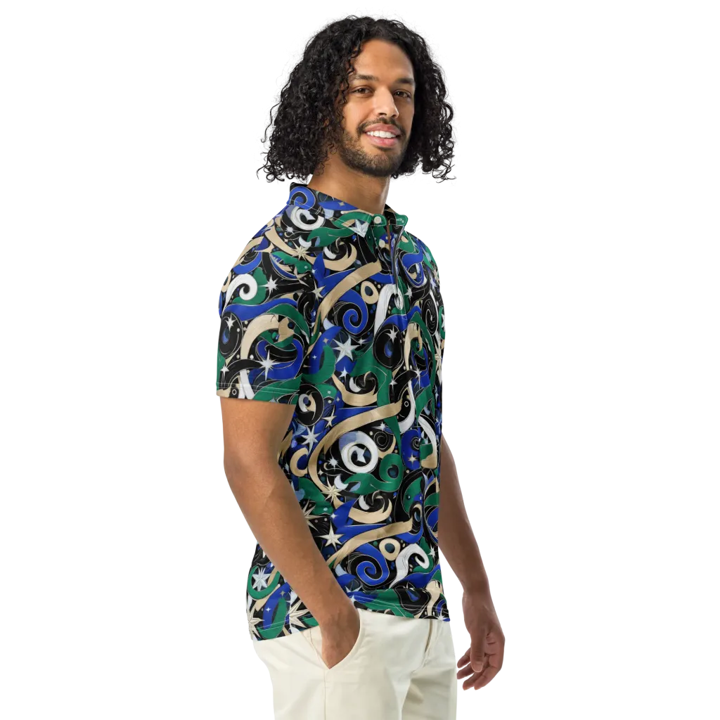 Starfall Baroque on Men's Slim Fit Polo Shirt — Right Front