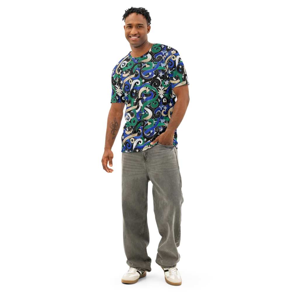 Starfall Baroque on Men's Cotton Crew Neck T-Shirt — Front