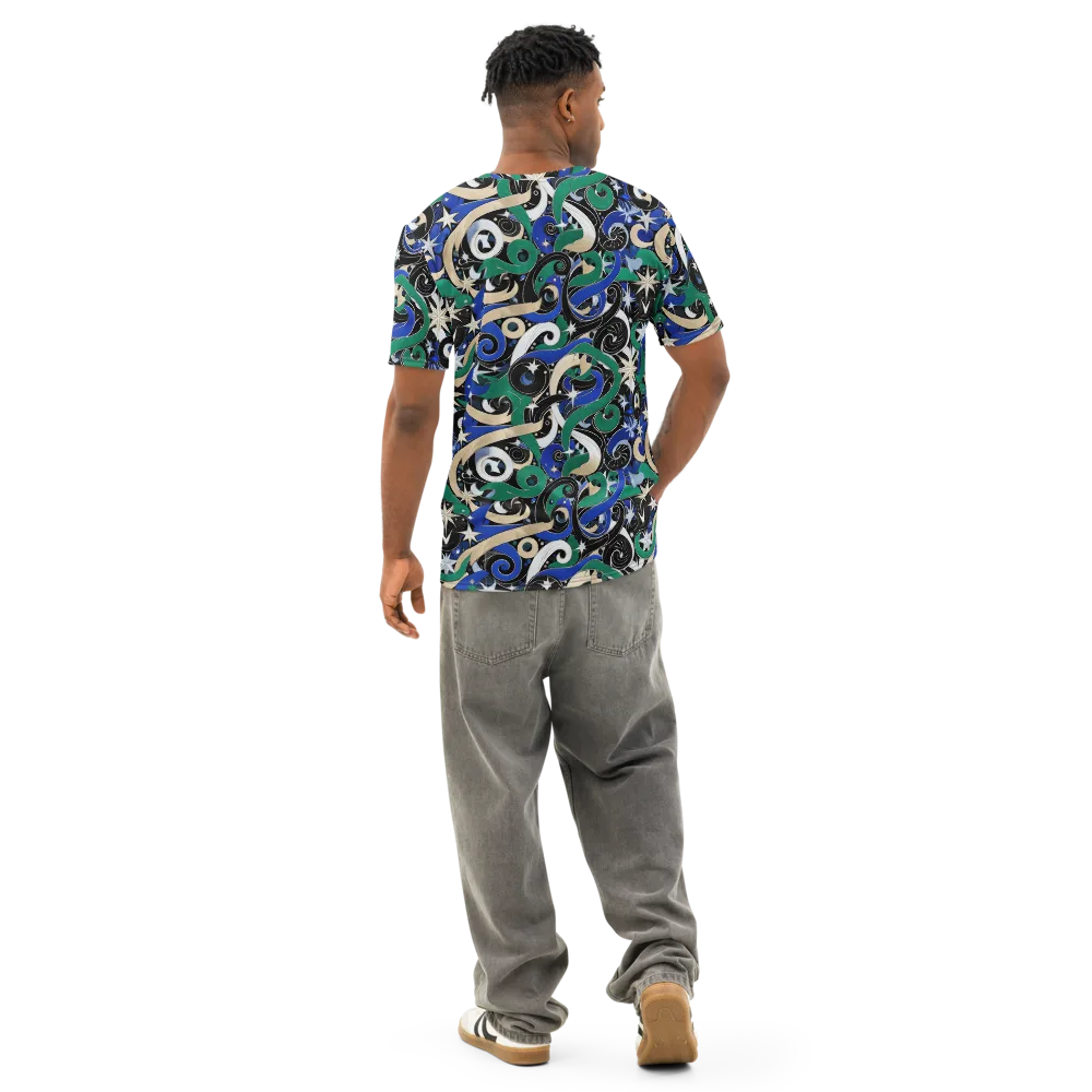Starfall Baroque on Men's Cotton Crew Neck T-Shirt — Back