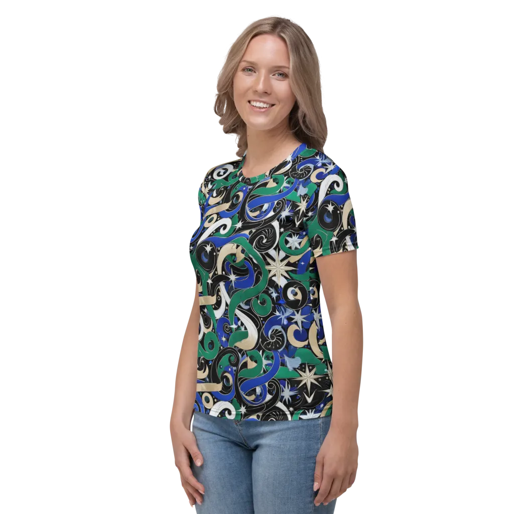 Starfall Baroque on Women's Crew Neck T-Shirt — Left