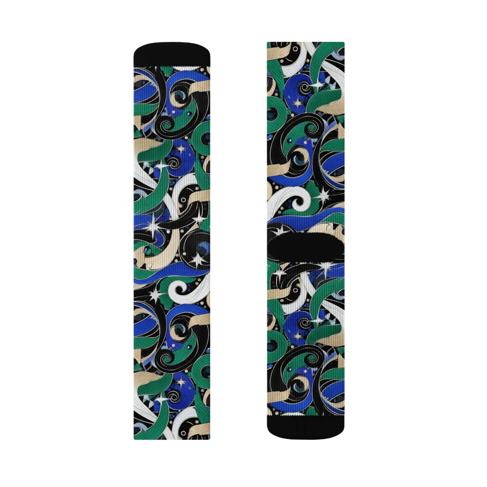 Starfall Baroque on Socks — Left Sock